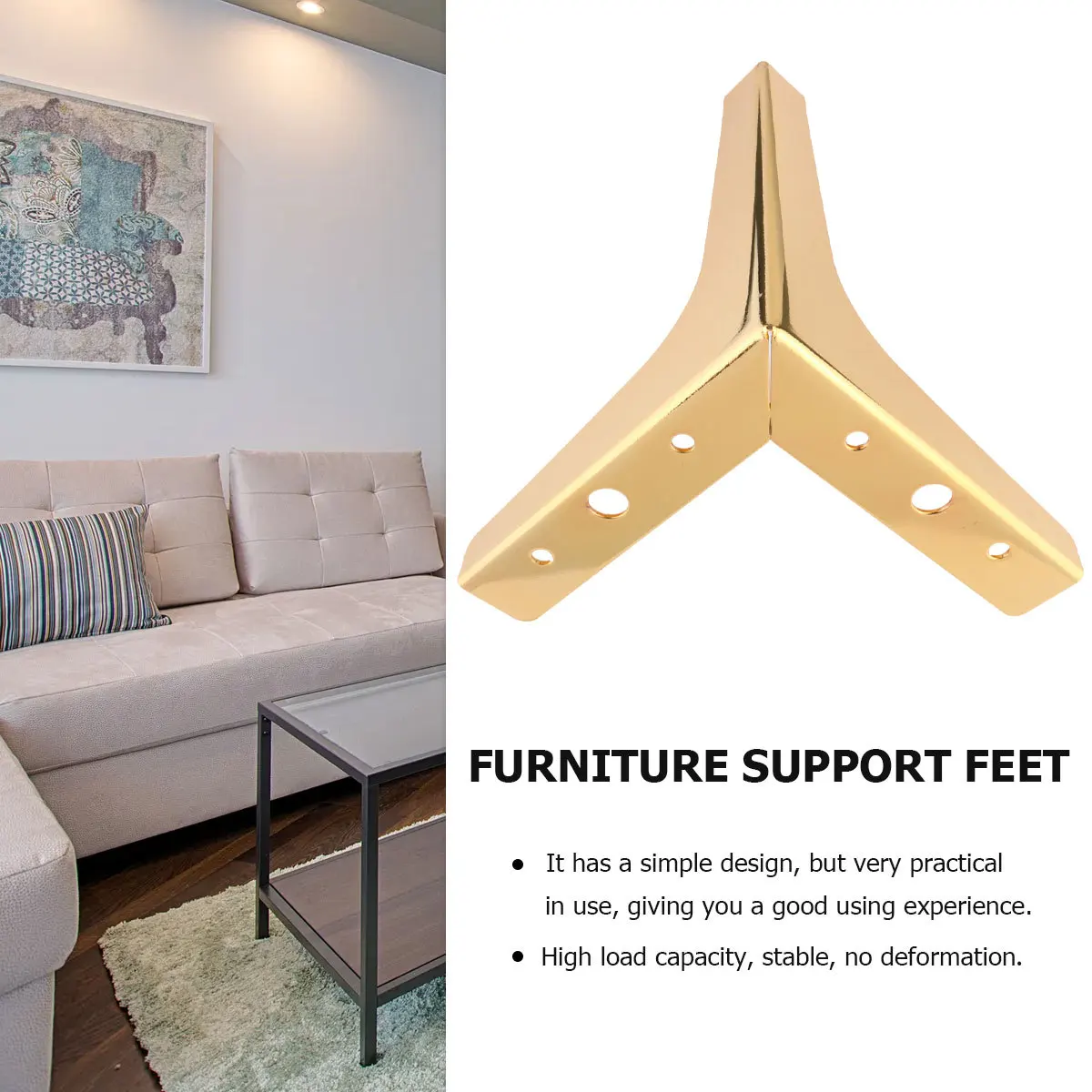 Pernas de móveis banhadas a metal, 4 unidades, engrossadas, suporte para perna de cama, sofá, mesa de café, armário, banheiro, vaidade, escritório