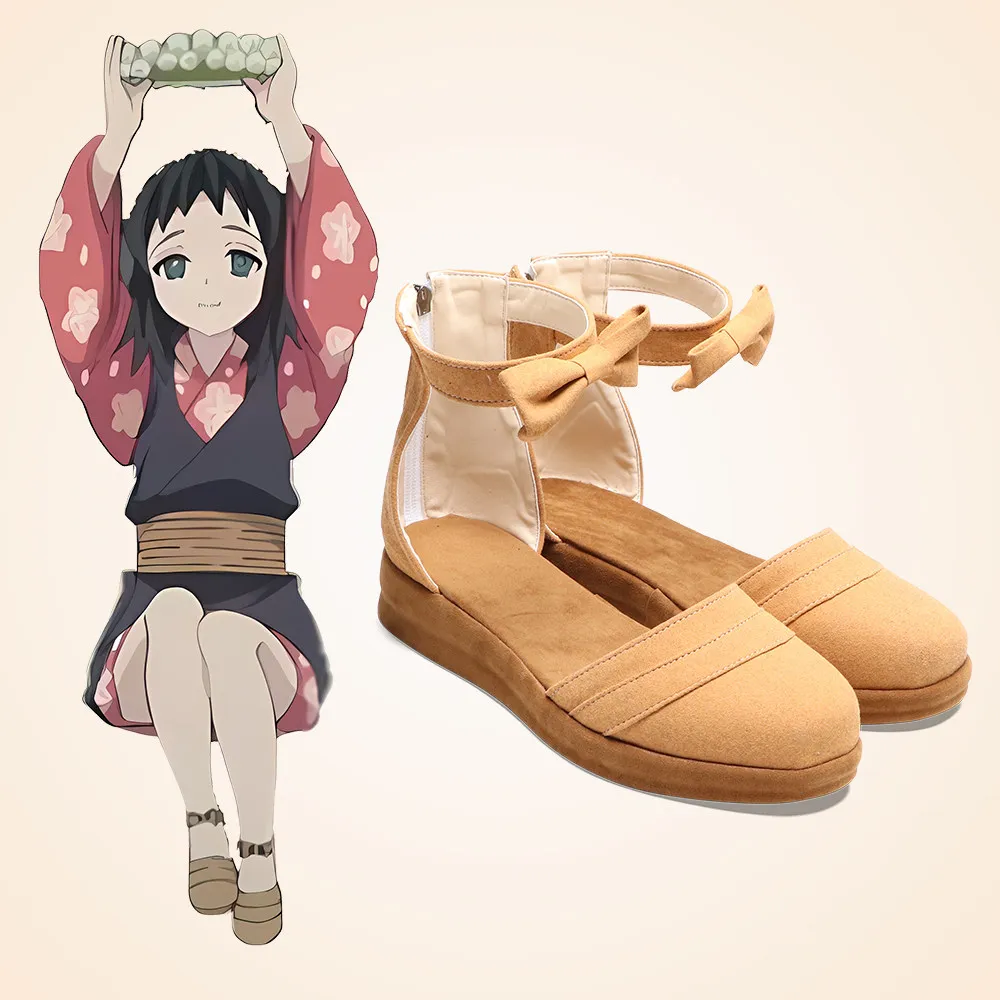 Anime Makomo Cosplay Shoes Orange Short PU Leather Boots For Halloween Carnival