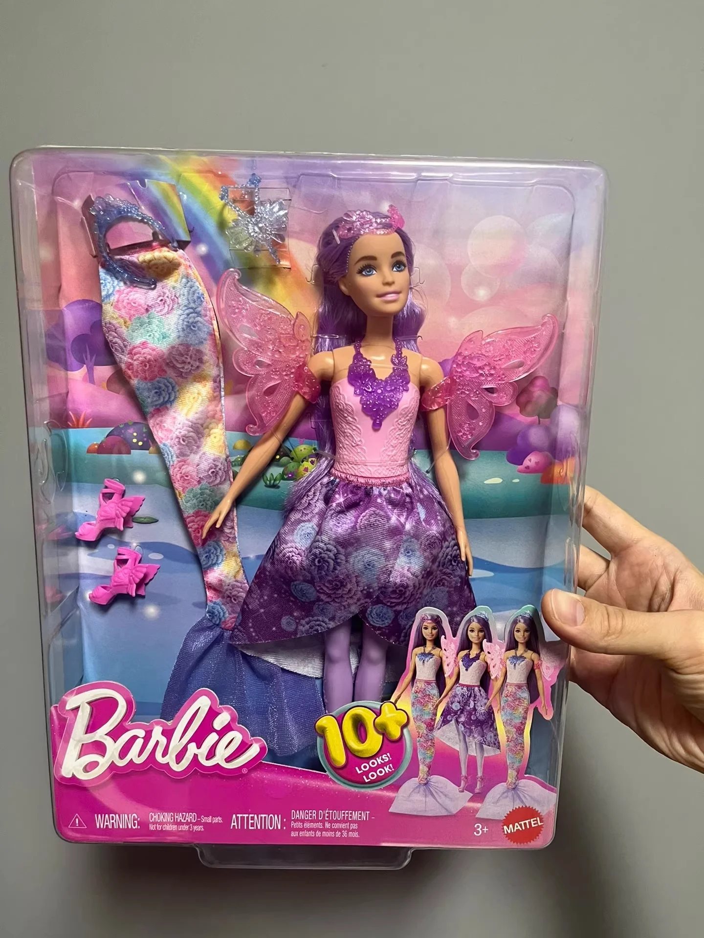 Barbie Doll Mermaid Toy for Girls Pink Fantasy Ocean Princess Movable Joints Shell Hair Accessories Fish Tail Dress up Playset