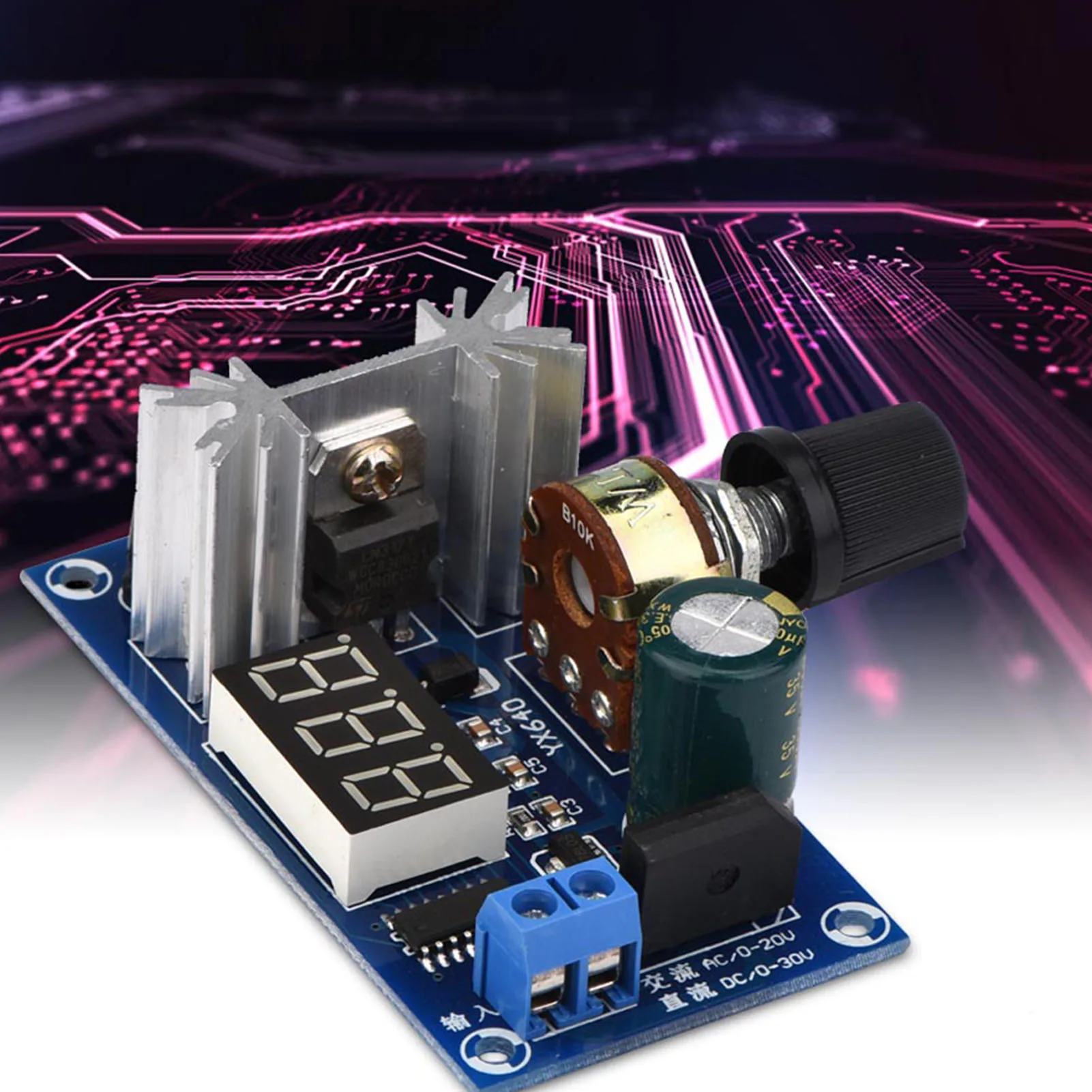 

LM317 Регулятор мощности LM317 Регулируемый регулятор напряжения Плата питания Цифровой дисплей напряжения 317 Регулируемый источник питания