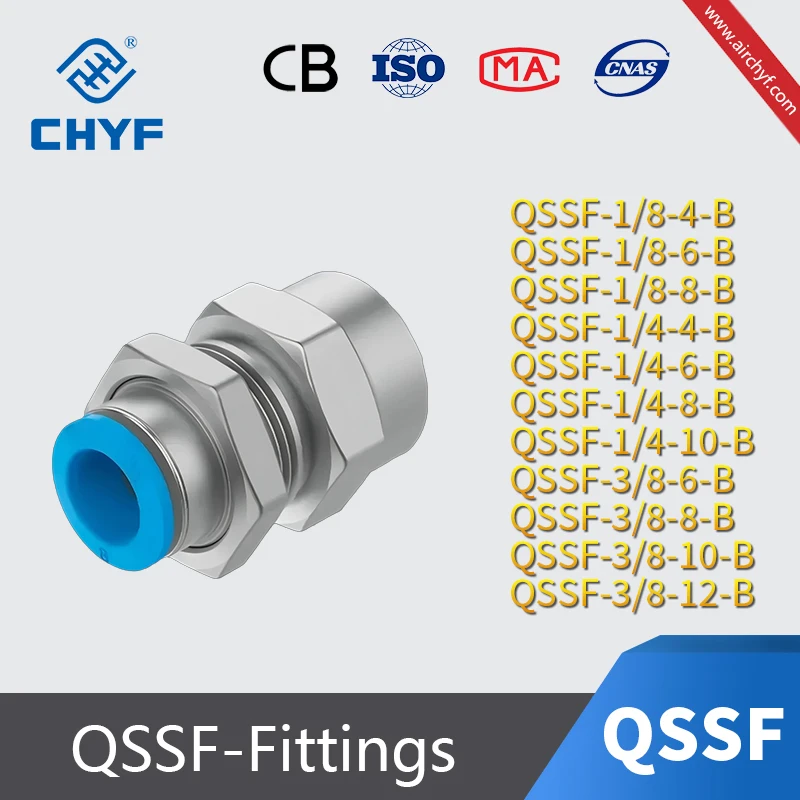 Festo-type QSSF Series Pneumatic Quick Connetcor 1/4 1/8 3/8 Bulkhead push-in fitting