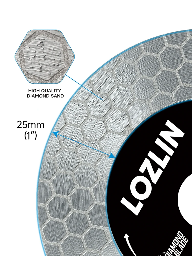 LOZLIN 115/125mm Diamant-Sägeblatt Schneid- und Schleifscheibe Doppelseitig Sechskant Granit Keramik Marmor Winkelschleifer Fliesenplatten-Schneidewerkzeug – Detail 4
