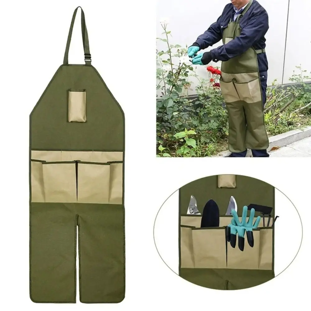 

Oxford Cloth Gardening Legging Apron Adjustable Strap Extended Woodworking Apron Wear-resistant Large Pockets Garden Work Suit