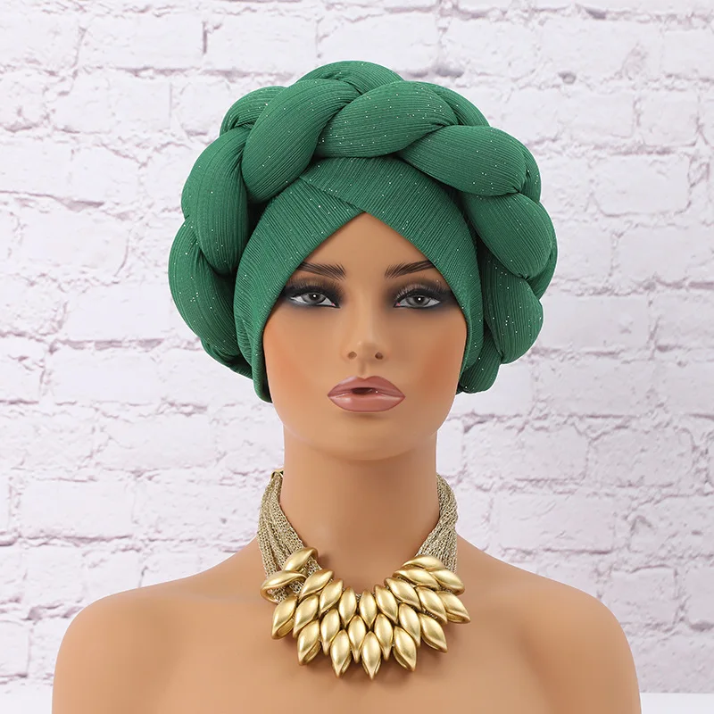 Glitzer Geflecht afrikanischen Headtie Kopf wickelt Frauen Kopftuch Motorhaube nigerian ische Hochzeit Auto Gele Cap Party Kopf bedeckung Kopfschmuck Hut