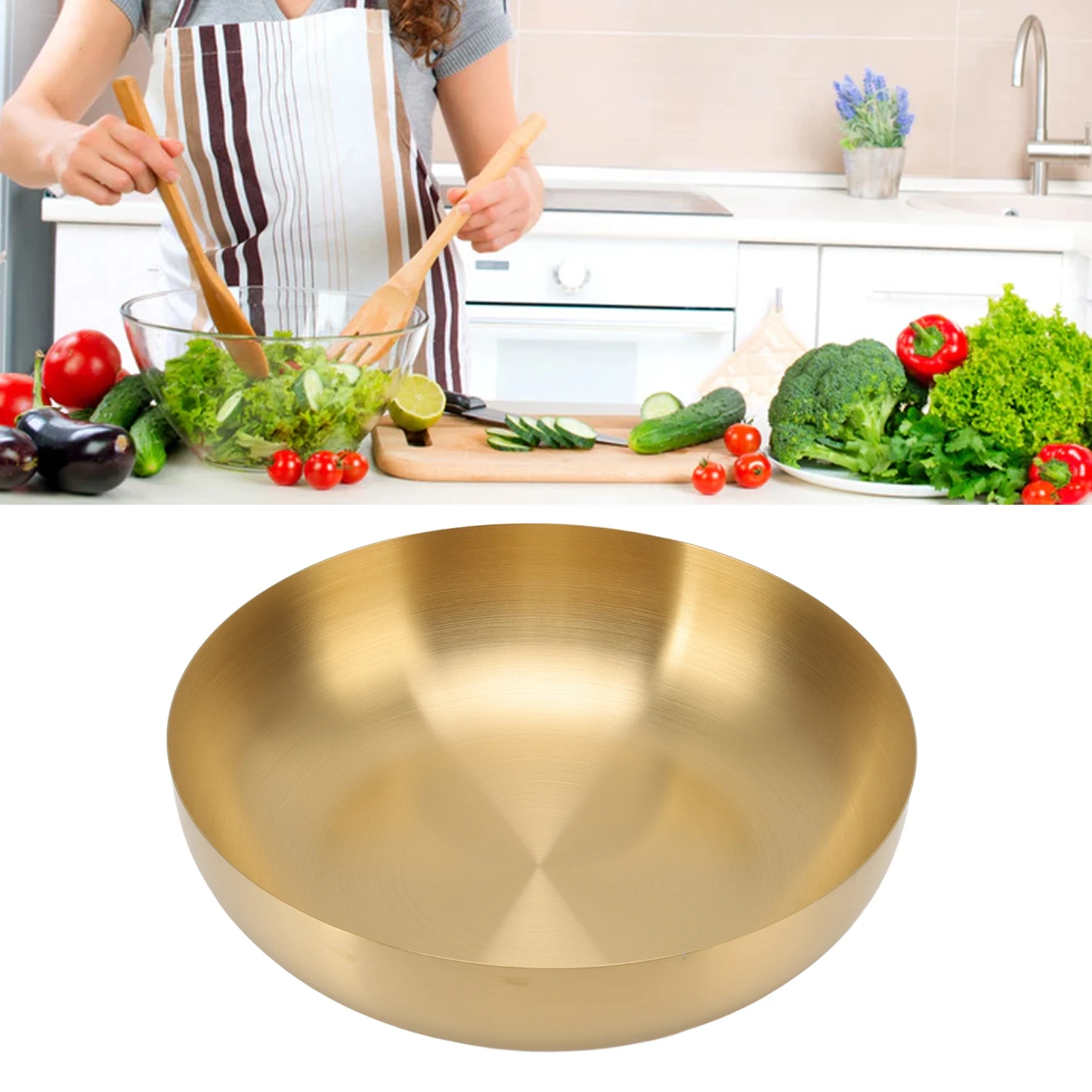 

Mixing Bowl Thickened Rust Proof 304 Stainless Steel Serving Bowl For Salad Noodle Food
