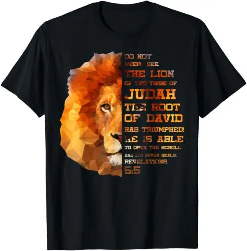  Lion Tribe of Judah Hebrew Christ Revelations 5:5 Design Shirt S-5xl