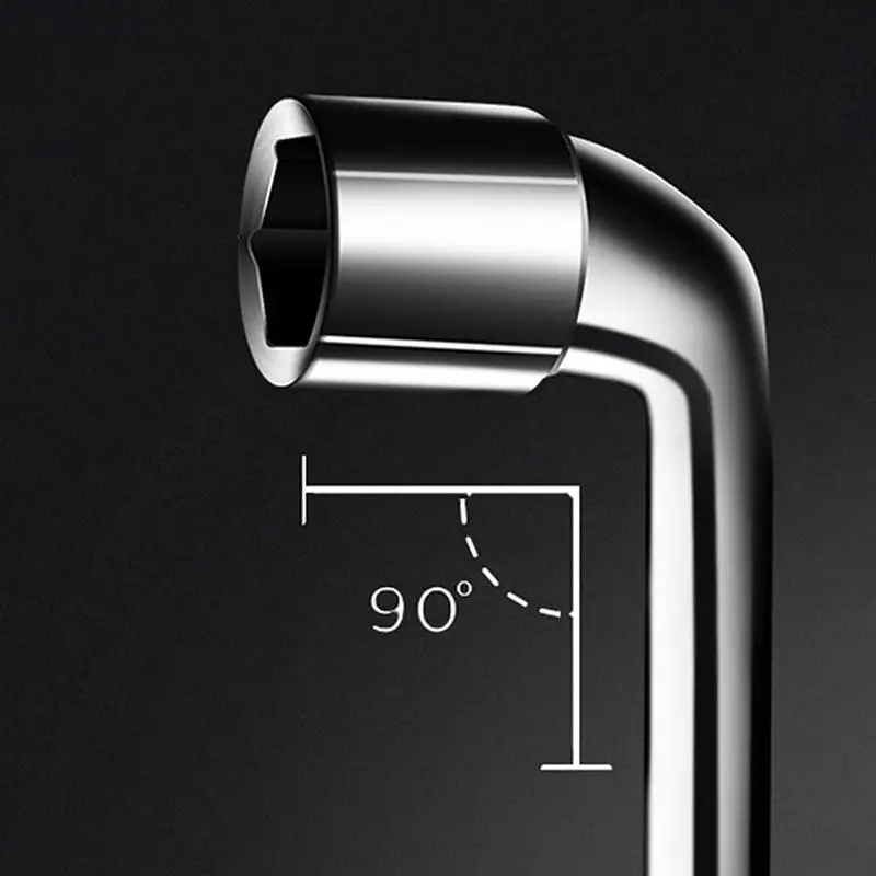 1Pc L Type Pipe Perforation Elbow Mini Wrench Universal Double Head Hex Socket Metric Wrench Kit 6 Point 6-15MM
