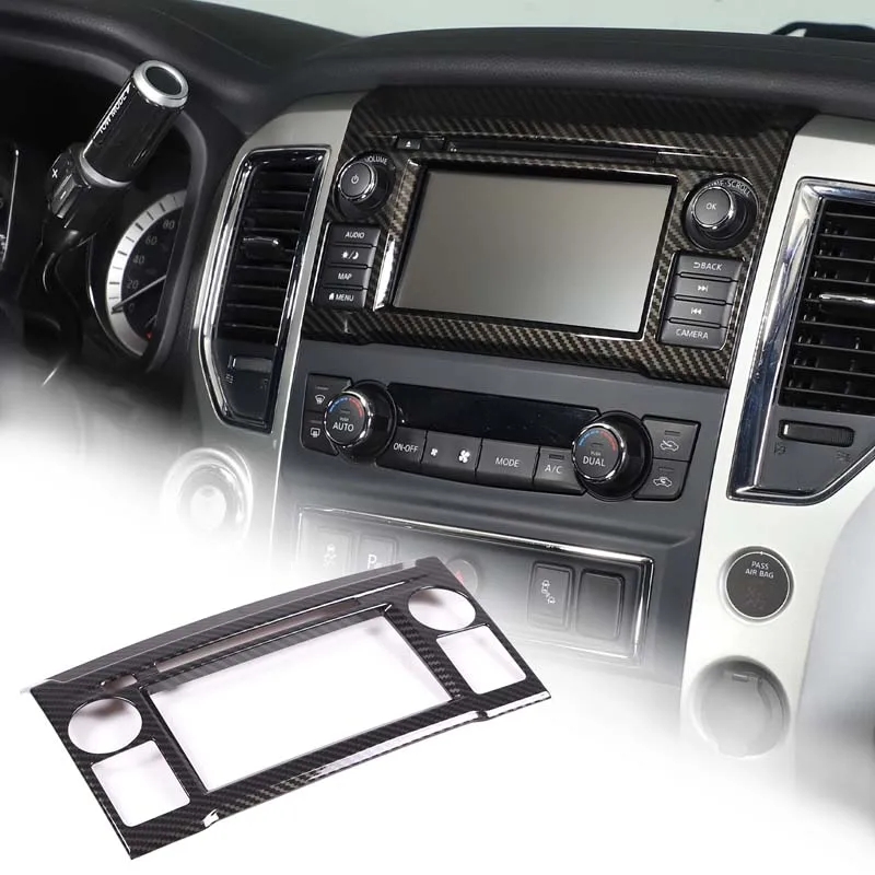 日産タイタン-2016-2019-ナビゲーション装飾フレーム車の表示画面装飾フレーム-abs-炭素繊維テクスチャ-1-個