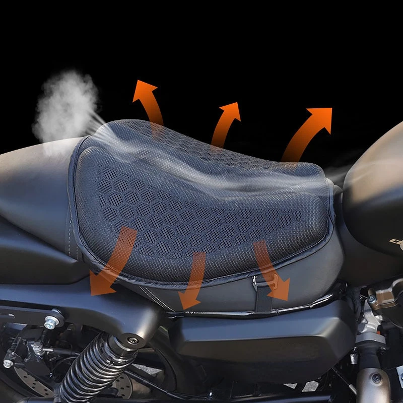 Universal Motorcycle Gel Seat Pad 3D Honeycomb Structure Breathable Anti-slip Summer Cooling Cushion Soft Comfort Seat Cover