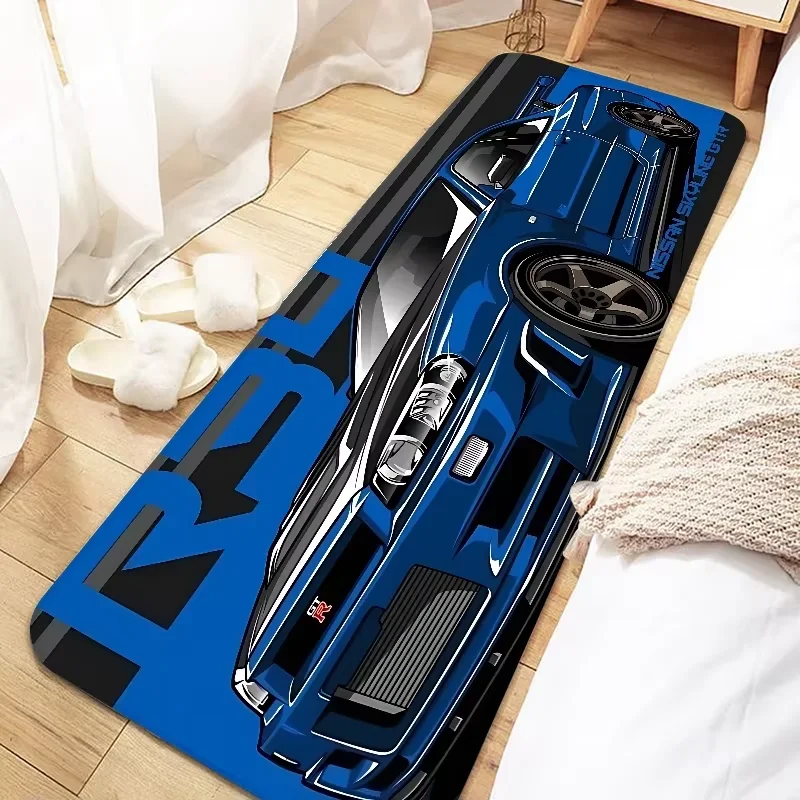VIKAMA JDM Modified Car Print Runner Rug, Soft Warm & Non Slip for Gaming Room, Bedroom, Hallway Home Accessories