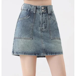 Frauen mit hohen gotischen Taille Streetwear -Röcke Jeans Vintage Denim Mini weibliche Kleiderstil schwarz blau schwarze Röcke Straße Röcke 9 Hauptverkaufsrock schwarzer Kurzfilm - №8