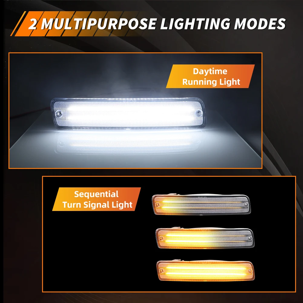 2 قطعة المصد الأمامي بدوره مصباح إشارة مصباح إيقاف السيارة DRL ضوء ث/LED ل 1991-1997 تويوتا لاند كروزر FJ80 1995-1997 لكزس LX450
