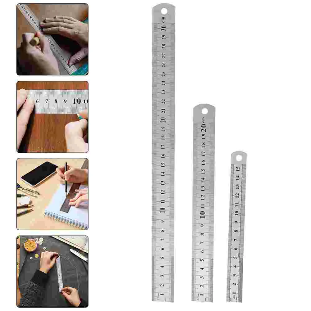 3 Pcs Double-sided Graduated Ruler MEASURING Lightweight Rulers STUDENT Metric Convenient Accessory Thicken