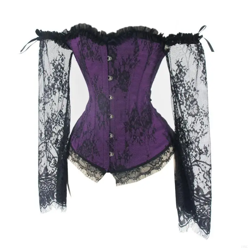 49MC Corsé cortesía Corizante Cincher Waspie Victorian Overbust Corset Corset Tops Jacquard Trainer Cosplay Corta colección