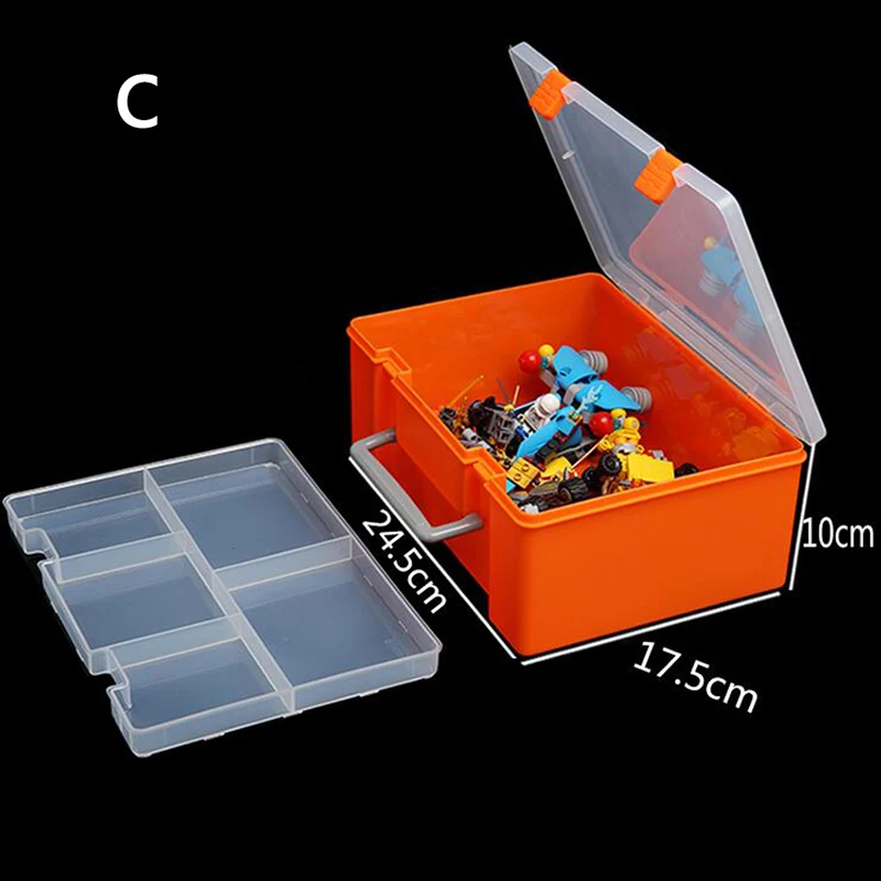 Transparent Plastic Storage Box Rectangle Hardware Storage Case With Locking Handle Removable Compartment Tool Boxes