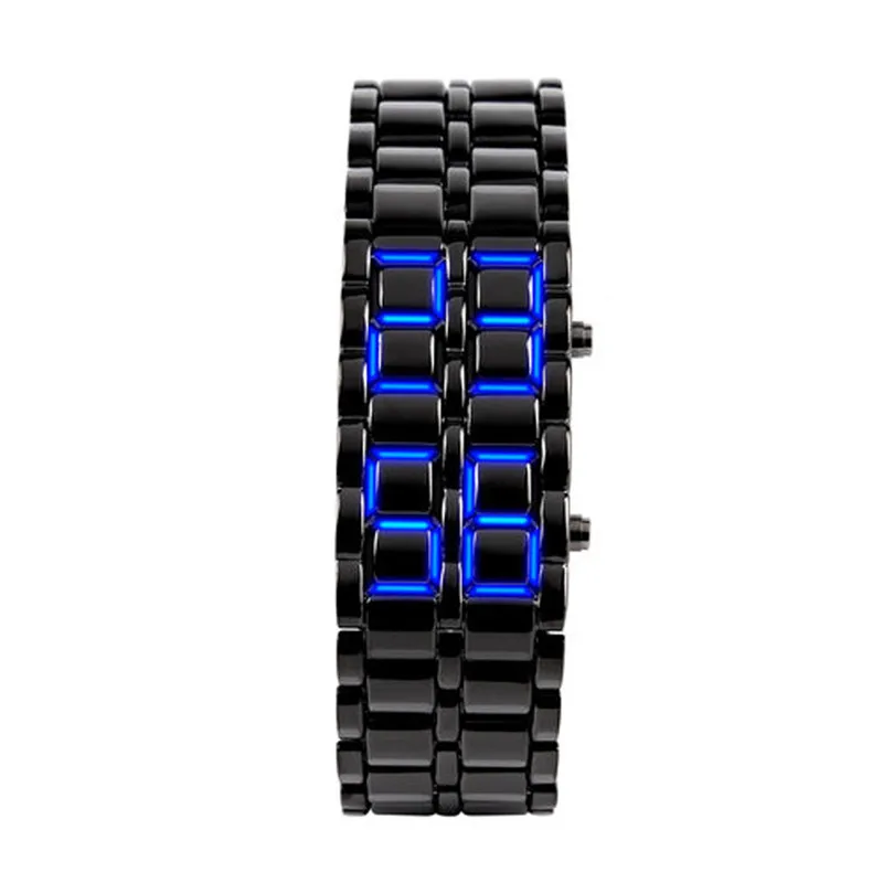 Women\'s Men\'s Volcanic Lava Iron Samurai Metal Faceless Bracelet Sport LED Watch Personalized Digital Display Watch LuxuryDesign