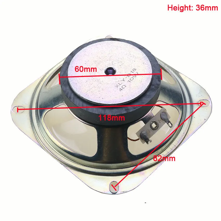 8 ohm 10W4 ohm 10W102MM 4 inch square waterproof speaker transparent cone paper glossy cover 60MM external magnetic height 36MM