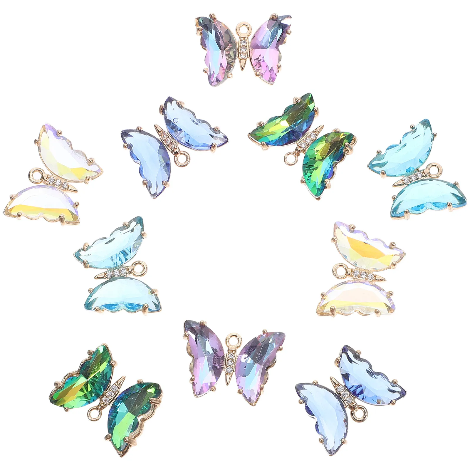 

10Pcs Butterfly Charms Glass Pendants for DIY Jewelry Making Necklaces Bracelets Earrings Versatile Creative Supplies