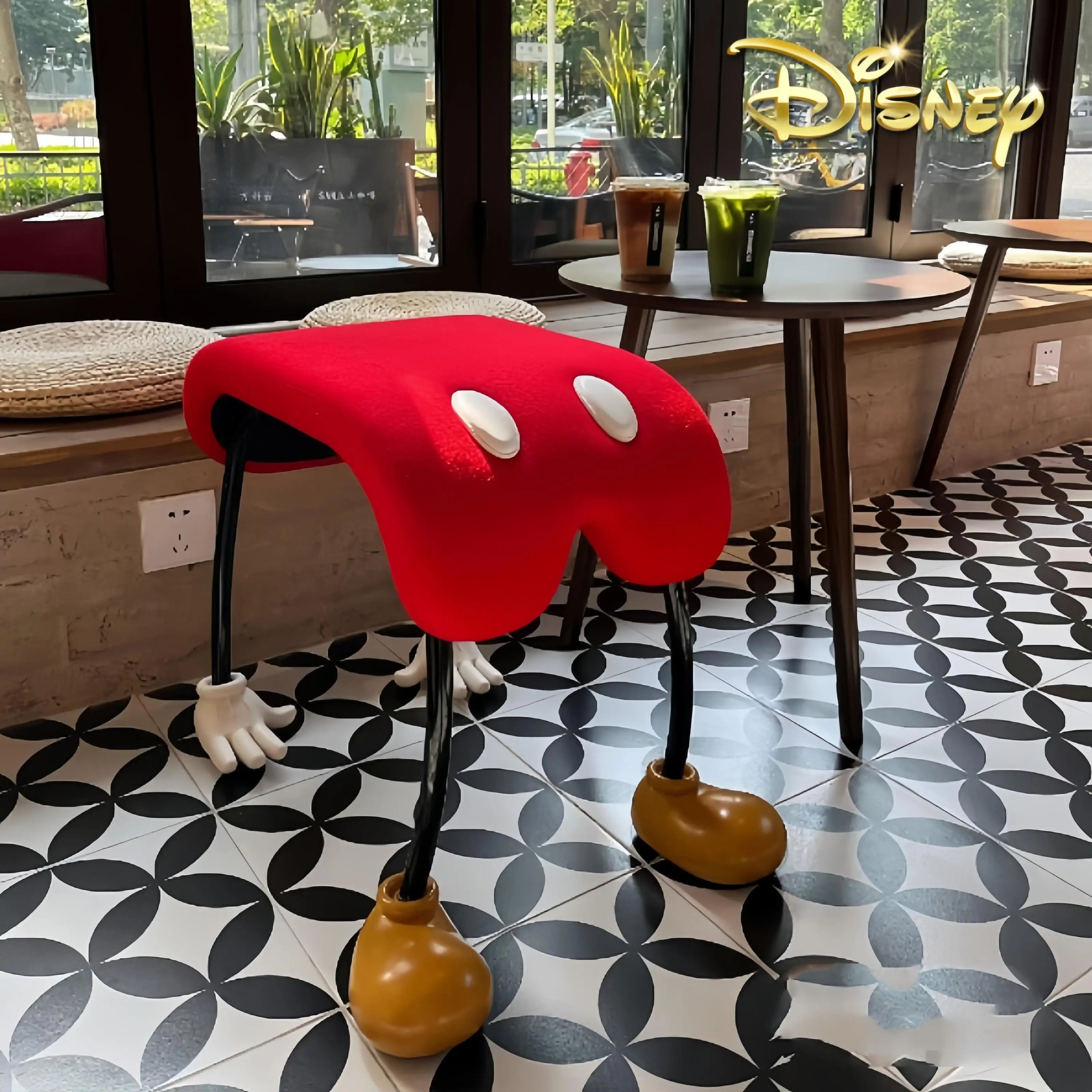 

Cartoon Disney Mickey Mouse Chair Creative Mickey Pant Bedside Table Resin Shoe Exchange Stool Nordic Mini Table Home Decoratio