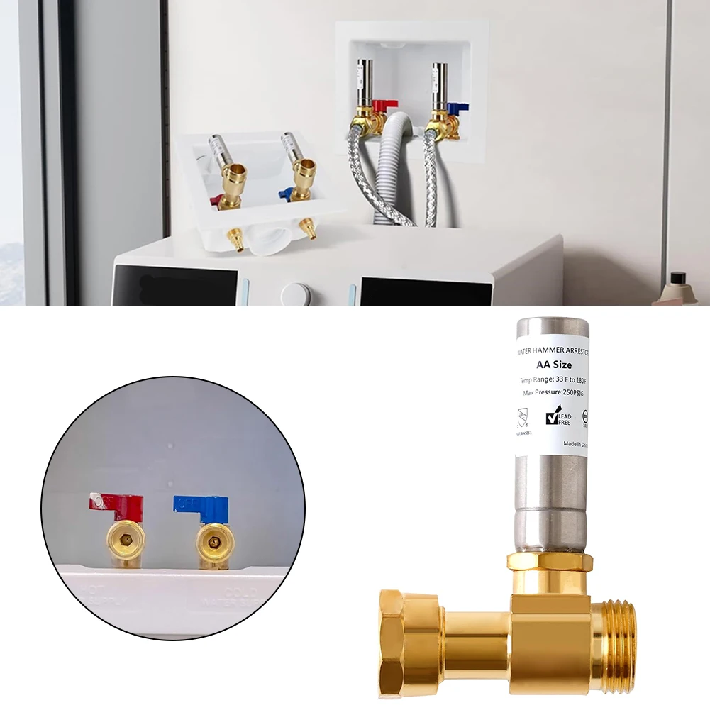 3/4" NH Thread Stainless Steel Washing Machine Water Hammer Arrester Arrester Brass Water Hammer Arrestors