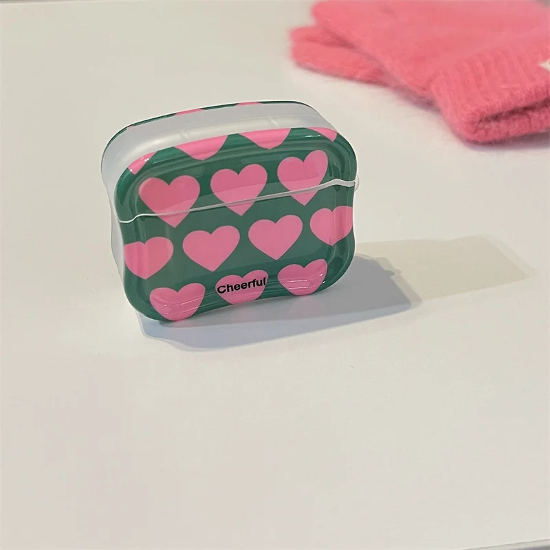 Korea Ins Cartoon Love Heart IMD Case for AirPods 1 2 Pro 2nd Cases Cute Fashion Girl Cover for Apple AirPods 3 Earphone Cases