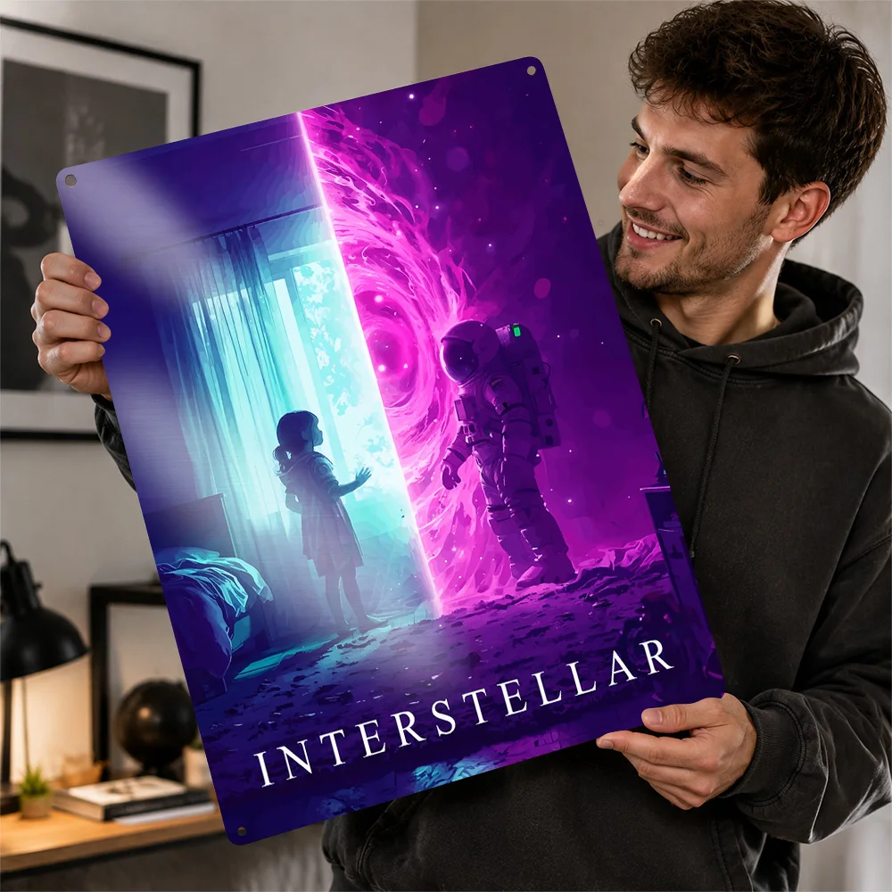 Interstellar Child Portal Aluminum Poster Cinematic Wall Art For Entertainment Room Customized Metal Sign Collector Gift Idea