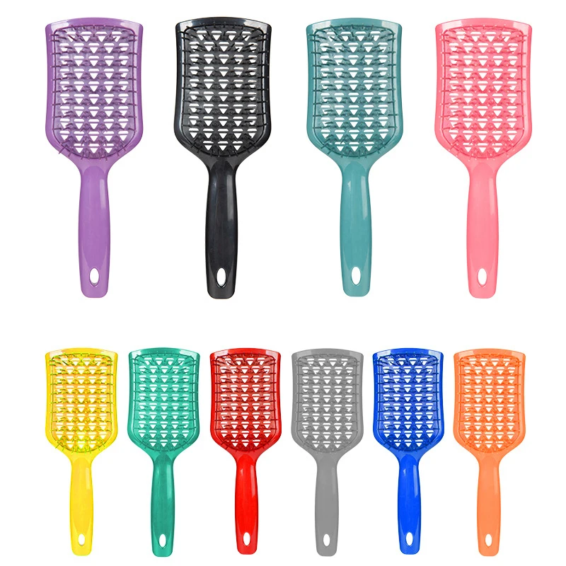 Shield Diamond Massage Openwork Comb spazzola per capelli antistatica asciutta e bagnata Fluffy High Skull Top Hair Styling pettine strumento per parrucchieri