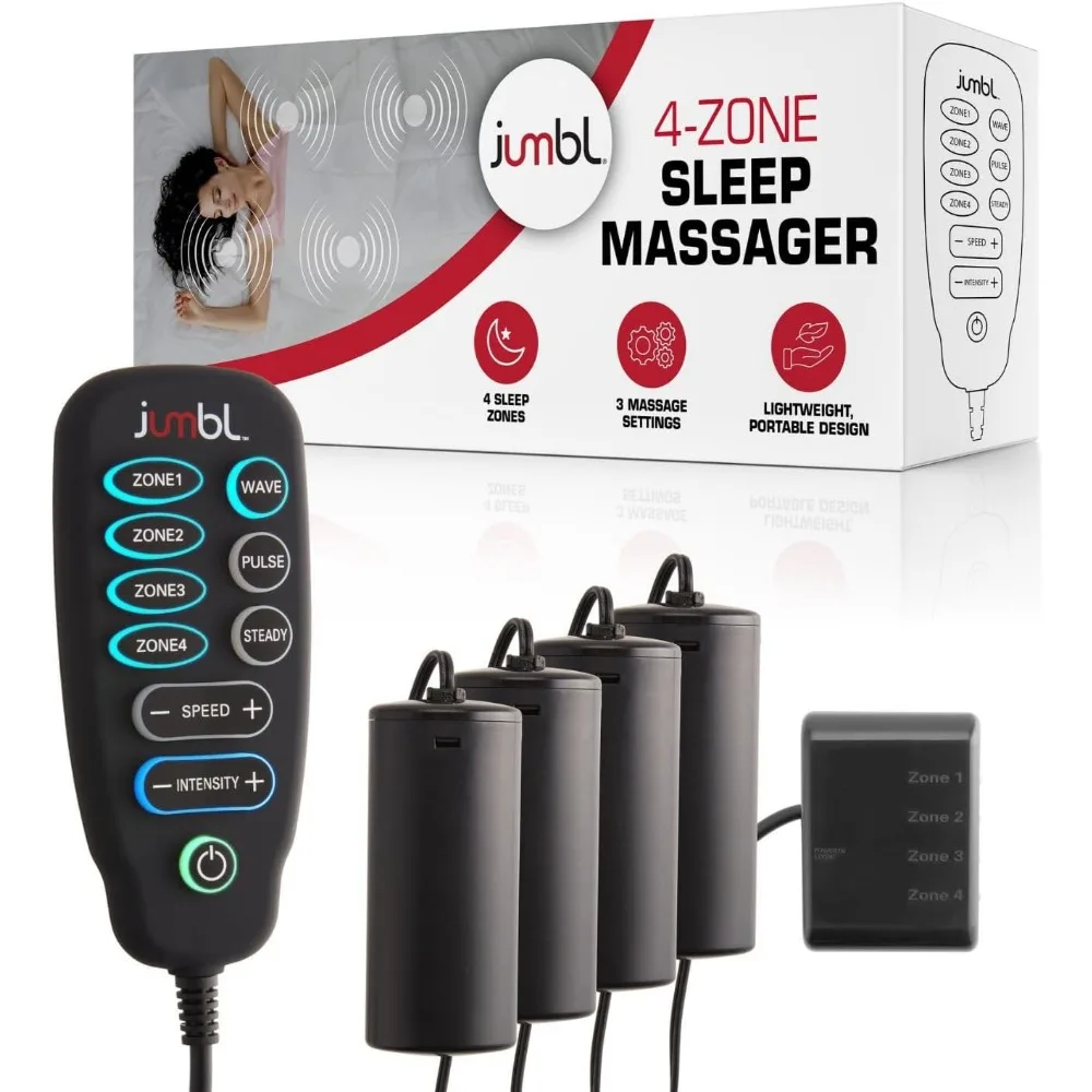 Vibrating Mattress Pad with 4-Zone Massage, 8 Intensity Levels, 3 Modes, Timer Options for Sleep Therapy