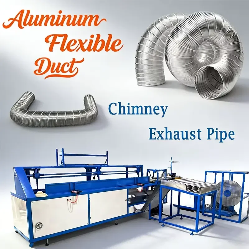 2026 CE HVAC Pure Aluminum Flexible Air Duct Making Machine for Chimney Fire Resistant Vent Tube Linner Forming Machine