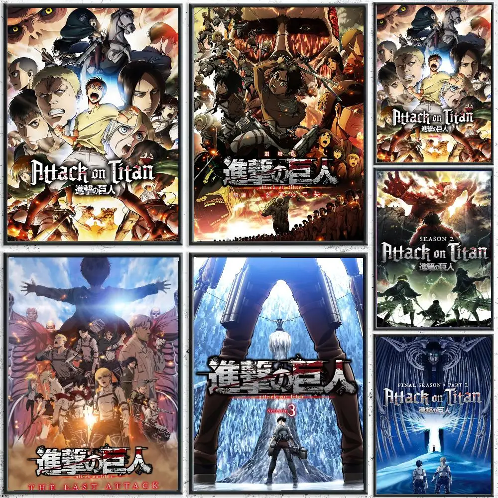 Póster de Anime Ataque a los Titanes, Arte de Pared Retro, Decoración Estética para Habitaciones, Impresión para Sala de Estar, Dormitorio, Decoración del Hogar