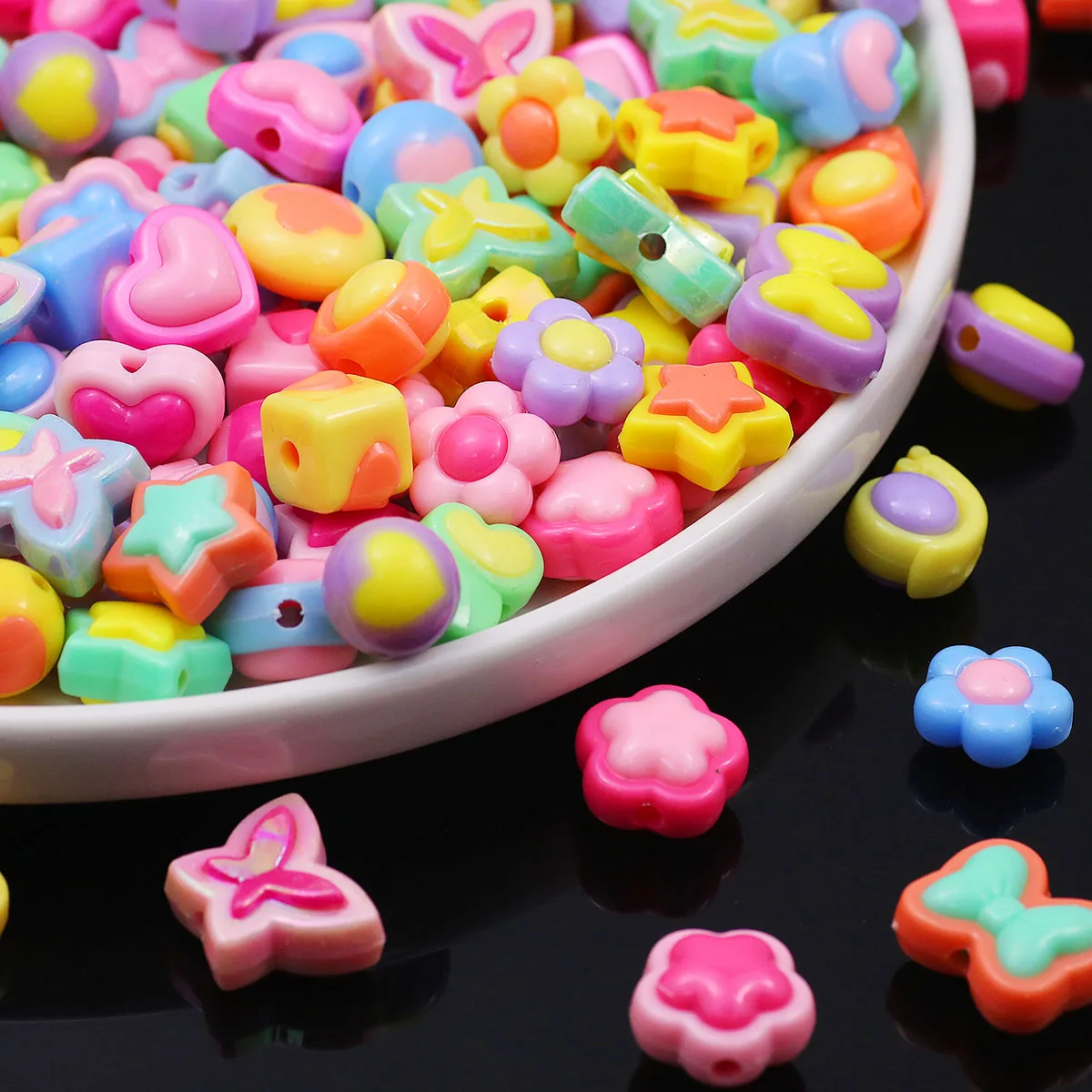 

10Pcs 17-21mm Colorful Acrylic Beads Spacer Loose Beads For Jewelry Making DIY Bracelets Necklace Accessories Decorative Beads