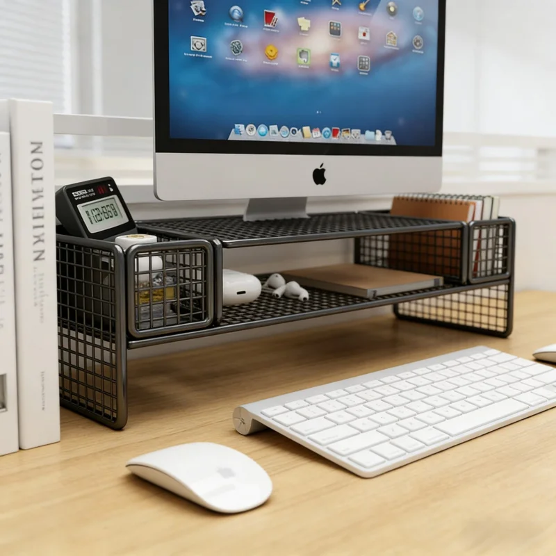 Height Adjustable Desktop Monitor Stand Laptop Cooling Elevated Bracket Office Storage Rack Computer Stand