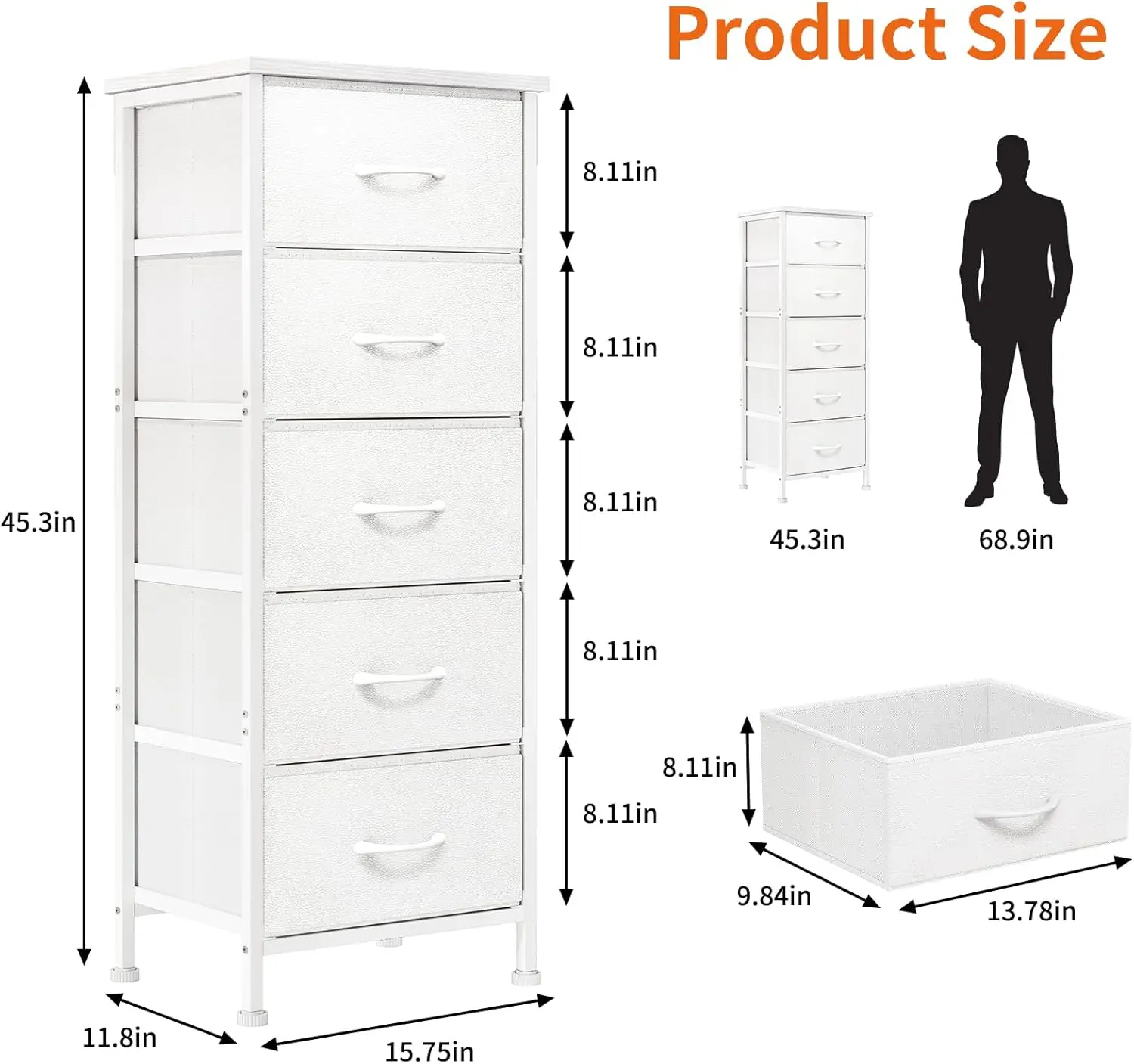 Tall Dresser for Bedroom, Closet Organizers and Storage Tall Fabric Dresser for Closet, Drawer Organizer