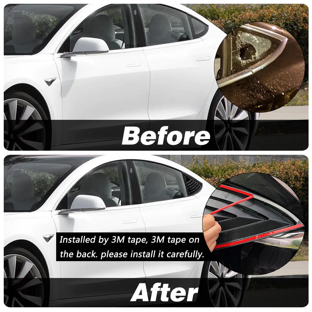 Modified auto parts rear triangular window shutters spoiler carbon fiber ABS for Tesla 3