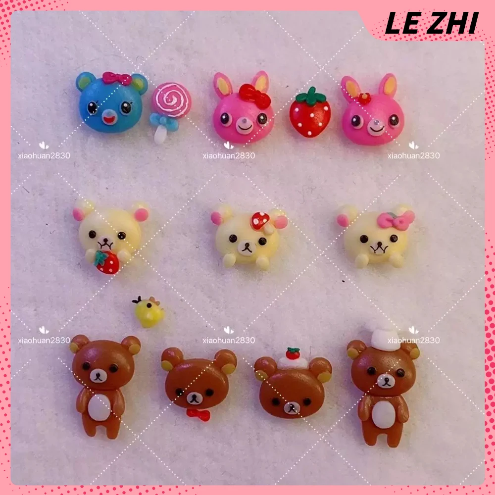 

Kawaii Cartoon Rilakkuma Rabbit Chicken Nail Silicone Mould Finished Product Lollipop Strawberry Cream Mushroom Nail Accessories
