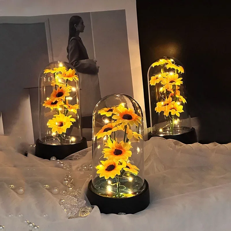 

Graduation season gift small sunflower plastic set Mothers Day send wife send mother Valentines Day eternal flower gift Birthd
