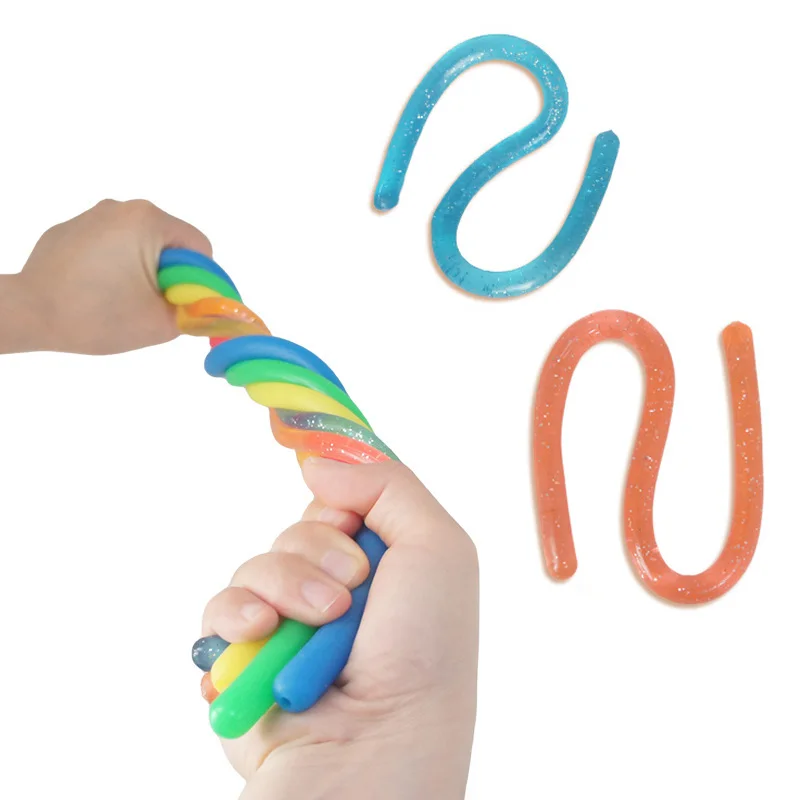 5 قطعة بريق بسط سلاسل جامبو الملونة تململ الشعرية اللعب ضغط الإصدار القلق للأطفال ADHD التوحد المنتجات الحسية