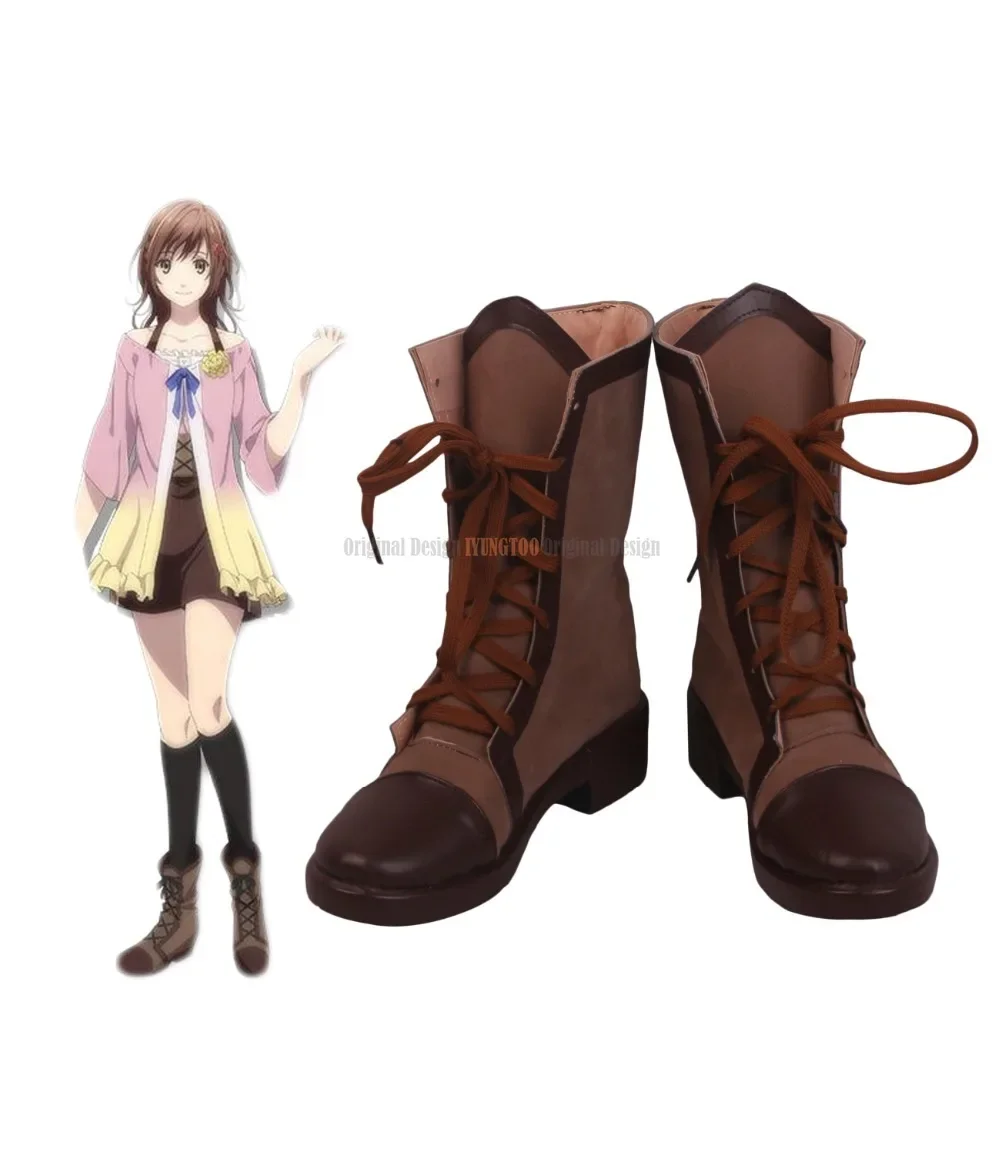 Yuziki Shoes Cosplay Sengoku Night Blood Yuziki Cosplay Boots Brown Shoes Custom Made for Men and Women