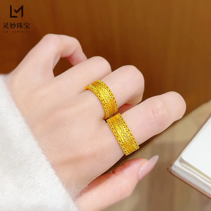 Cultural Ring Women's 24K Gold AU999 - Filigree Coin Pure Gold Ring, AU999 Solid Gold, Chinese Style Fortune Wear