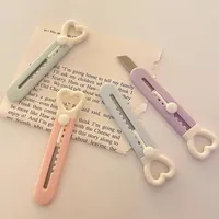 Cute Love Heart Utility Knife Kawaii Sharp Blade Paper Cutter Envelope Box Opener Mini Pocket Art Knife Office Korean Stationery