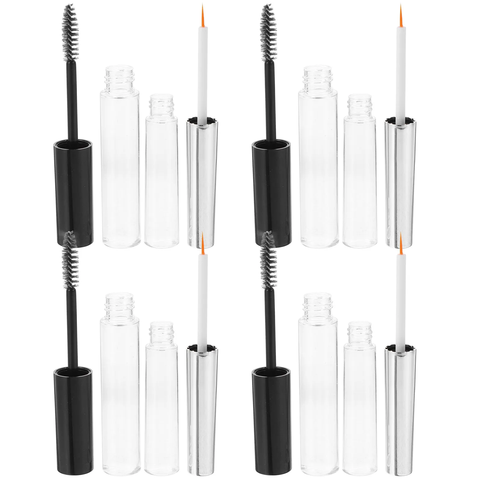 2 set 2 Sets 10Ml Diy Bottles Kit Clear Plastic Refillable Tubes Transparent Travel Size For Eyelash Cream Empty Mascara Wand