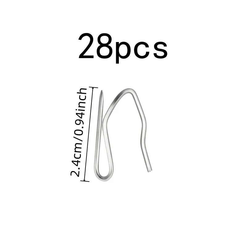 28 pcs 2.4cm Metal Pleat Hooks for Home Window Drapery, S-Curve Shape Design, Sharp Pointed Tip, Multipurpose