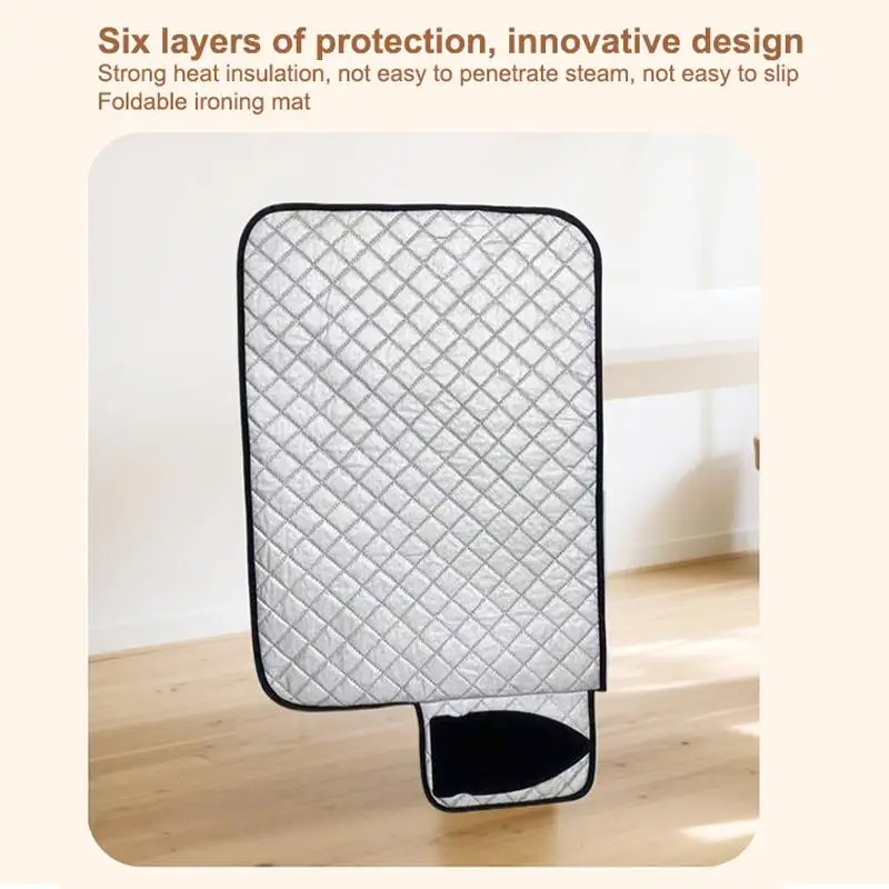Foldable Ironing Mat Heat Resistant Steam Proof Lightweight Portable Iron Pad for Holiday Travel Clothing Care Use