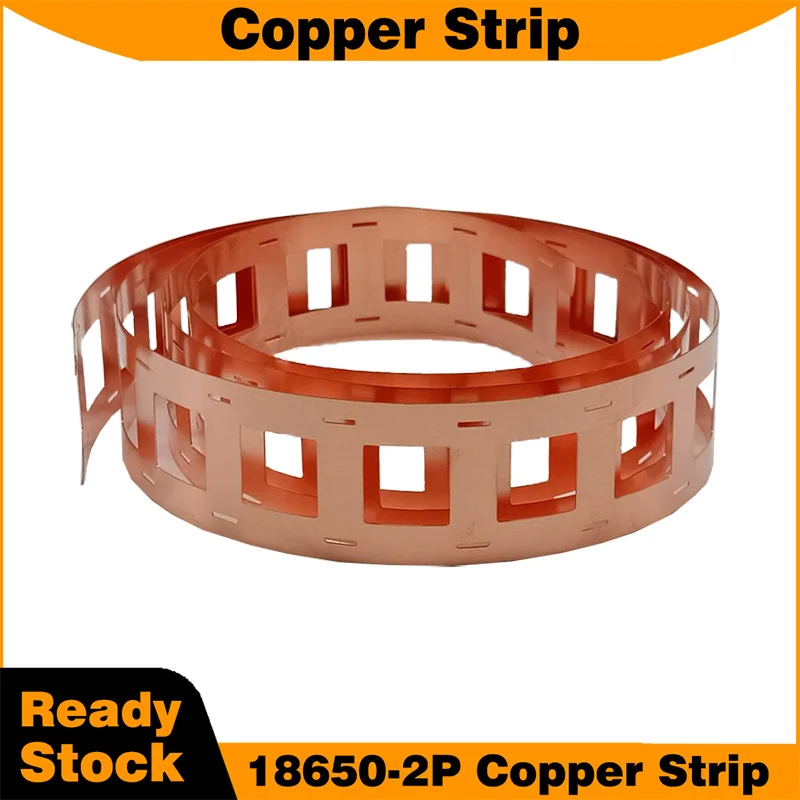 18650 2P 21700 2P 32650 Copper Strip with Grooves 0.2mm Thick Copper Connector Strip for Battery Cell Welding 18650 Battery Pack