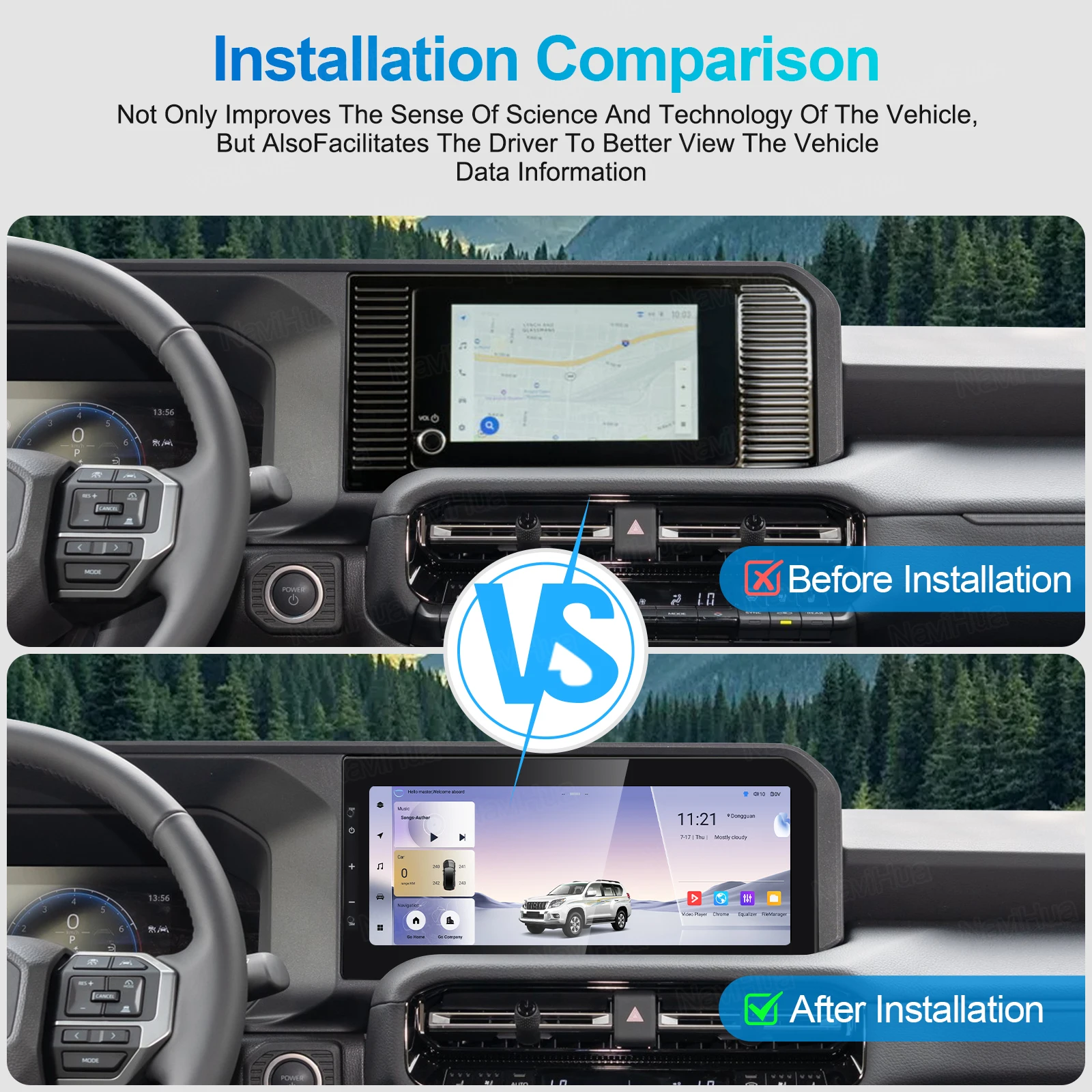 

Navihua Car Entertainment Carplay DVD Player for Toyota Prado LC250 2024 2025 Audio Radio Multimedia GPS Navigation Android