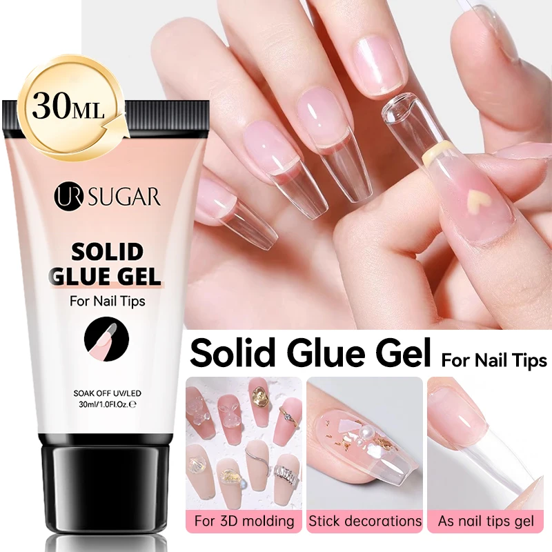 UR SUGAR 3/4 pezzi Set di unghie Flase Stampa fatta a mano sulle unghie Colla solida Gel Remover Breve copertura completa Punte per unghie artificiali Rimovibili