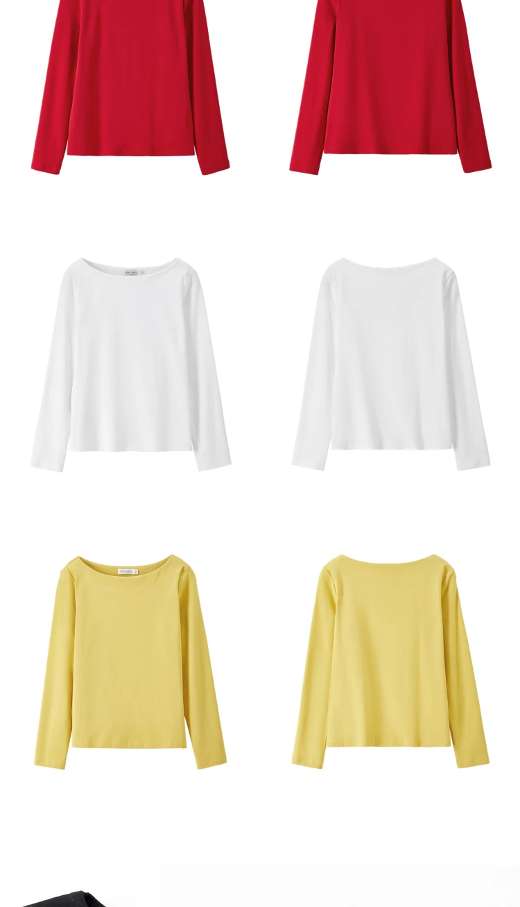 Sentubila Baumwolle Shirts 2023 Frühling Herbst Solide Bodenbildung Tops Oansatz T-shirts Streetwear Temperament Pullover 111T34249 – Detail 21