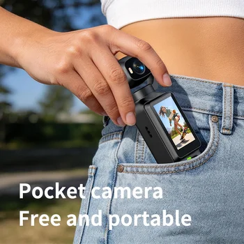 Lenovo 4K Handheld Gimbal Action Camera HD 180° Rotatable Lens Anti-shake Pocket Vlog Camera with Fill Light for Outdoor Sports 4
