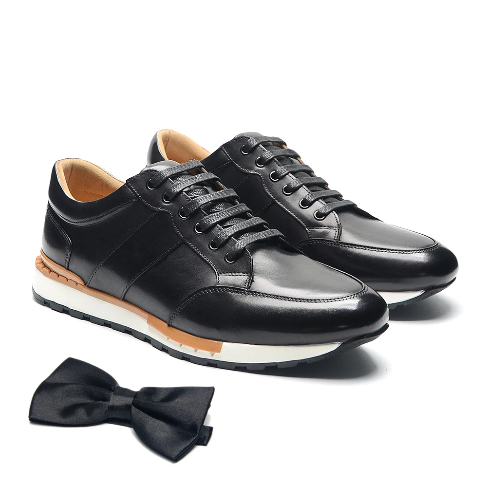 Original Men's Casual Sneakers Genuine Leather Brown Black Fashion Sport Walk Mens Shoes Lace-up Flat Derby Shoes for Man