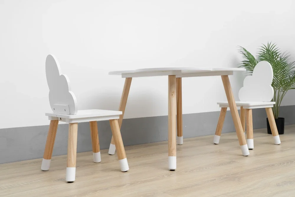 

For Fondlive Factory Direct Wholesale Kids' Table and Chair Set Wood Cloud Design